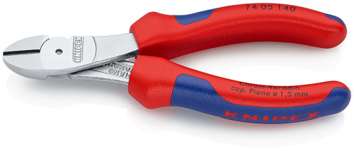 The side cutters are special. powerful, cut: provol. cf. Ø 3.1 mm, solid. Ø 2 mm, royal. string Ø 1.5 mm, L-140 mm, chrome, 2-K handles