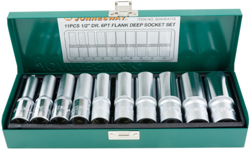S04HD411S Набор головок торцевых глубоких 1/2"DR, 10-24 мм, 11 предметов