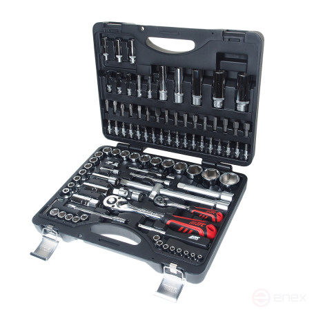 Set of socket heads and bits 1/4",1/2" 6-sided 96 pieces in a JTC case