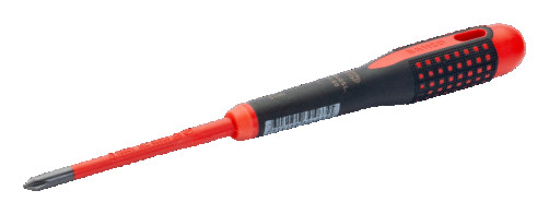 Insulated screwdriver with ERGO handle for Phillips PH2x100 mm screws, with a thin rod