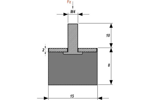 Виброизолятор (резинометаллический буфер) M4x10 до 19 кг A00008.1600150080410