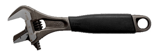 Adjustable reversible wrench with a grip for ERGO pipes, length 208/grip 28 mm, rubber handle