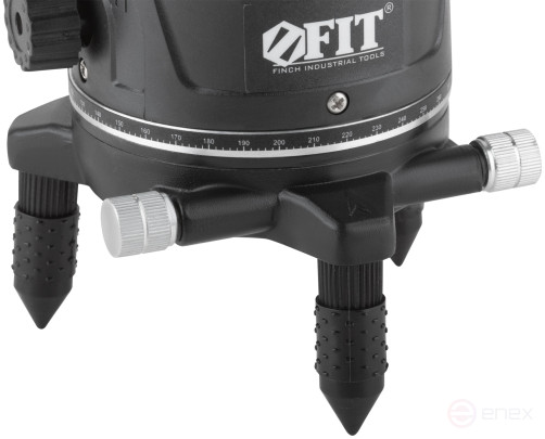 Уровень лазерный самоуспокаивающийся, зеленые лучи, крест, диапазон 10 м, Li-Ion аккум., 2 уровня яркости, без треноги, коробка