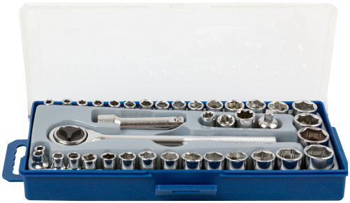 Set of end heads 39 pcs. 3/8" (metric and inch)