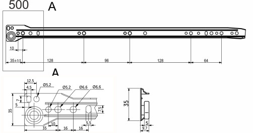 Roller guide L-500 1.0mm AKS white