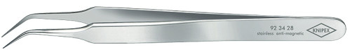 Precision gripping tweezers, extra thin sponges under 45°, L-105 mm, CrNi stainless steel, anti-magnetic, acid-resistant