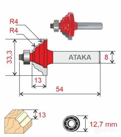 Фреза Атака кромочная калевочная D33.3/ф8/H13