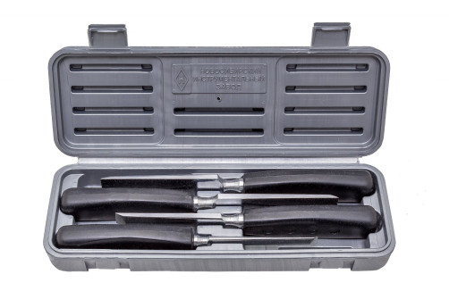 A set of chisels in a case