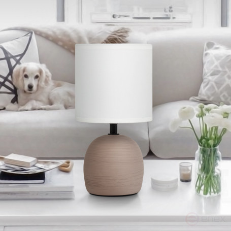 Rivoli Sheron 7044-503 Table Lamp 1 * E14 40W ceramic brown with lampshade