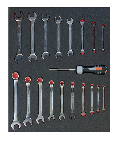 Fit&Go Набор комбинированных и рожковых гаечных ключей в ложементе, 19 предметов