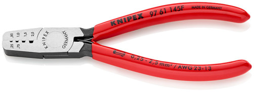 Press pliers for crimping contact sleeves, opening spring, number of sockets: 4, 0.25 - 2.5 mm2 (AWG 23 - 13), L-145 mm, 1-k handles