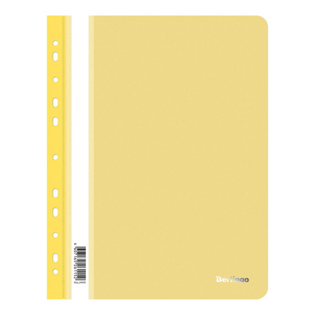 The folder is a plastic folder. Berlingo perf., A4, 180 microns, yellow