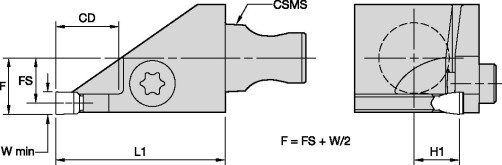 Режущий микро блок для обработки канавок и отрезки KM12A3SR31130