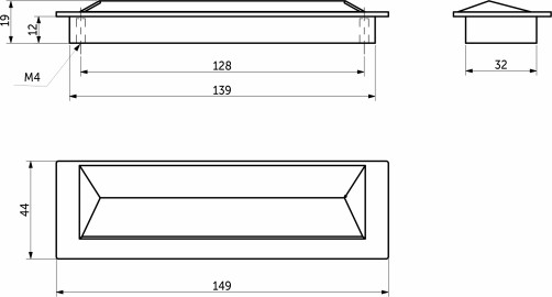Handle meb. mortise meth. TIARA 128 pearl black, AKS