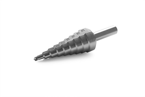 A MESSER-OPTIMA step drill with a straight groove. The diameter is 4-20mm. There are 9 steps.