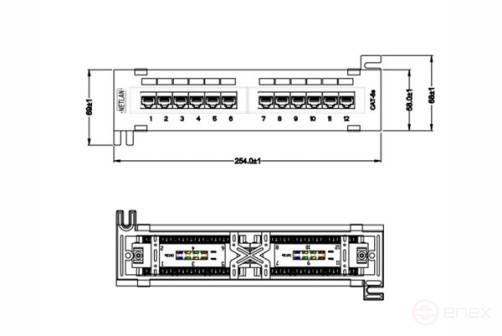 Патч-панель Ripo (Рипо) настенная, 12 портов, Cat.5e (Класс D), 100МГц, RJ45/8P8C, 110, T568A/B,