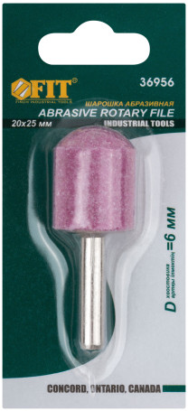 Abrasive ball (for metal), shank 6 mm, cylinder with a rounded 20 x 25 mm