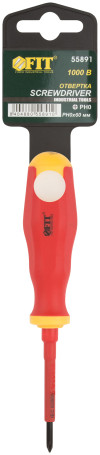 Insulated screwdriver 1000 V, CrV steel, rubberized handle 3x60 mm PH0