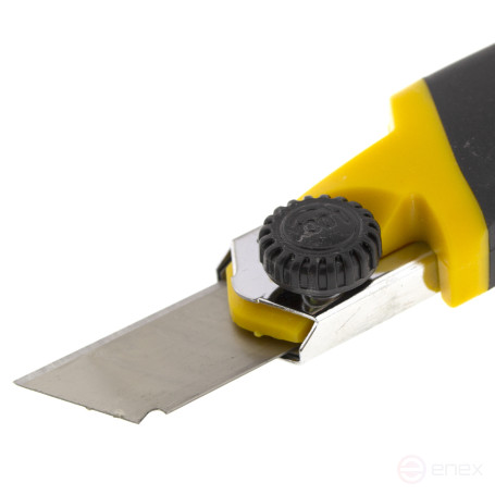 Stationery knife 18mm, reinforced, clip, lock on the body, 5 blades per set, Cheglock (12/96)