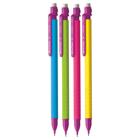Mechanical pencil Berlingo "Color" 0.5 mm, with eraser, assorted