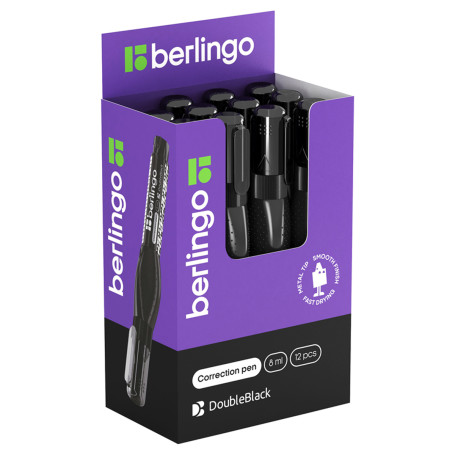 Корректирующий карандаш Berlingo "DoubleBlack", 08 мл, металлический наконечник