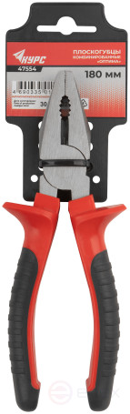 Плоскогубцы комбинированные "Оптима", двухцветные обрезиненные ручки, полированная сталь 180 мм