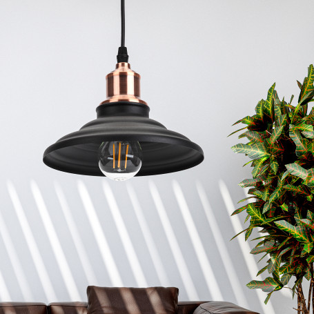 ERA PL4 BK/RC Pendant Lamp for E27 lampshade height 80mm Suspension 800mm Black/copper