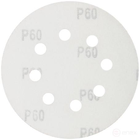 Круги шлифовальные с отверстиями (липучка), алюминий-оксидные, 125 мм, 5 шт. Р 60