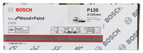 Шлифлист C470, в упаковке 50 шт. 150 mm, 120, 2608607837