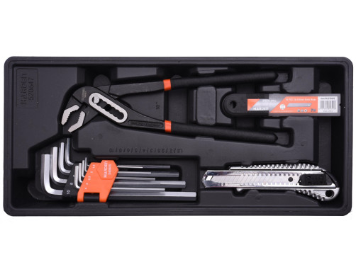 Tool set 21 items: adjustable pliers, imbus keys, knife with blades // HARDEN