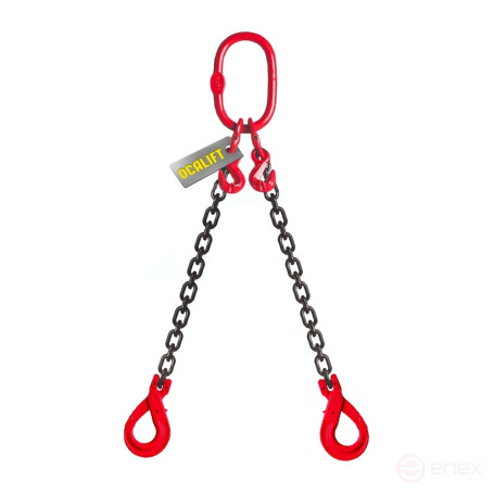 OCALIFT 1.6t 2.5m Sling 2CC Chain T8 G80 glazed chain with self-closing hooks and shorteners 2SC1600T25SH
