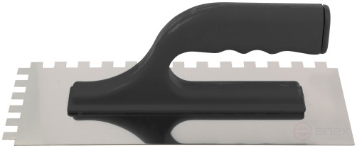 Toothed trowel 10 x 10, stainless steel, 270 x 130 mm, plastic handle