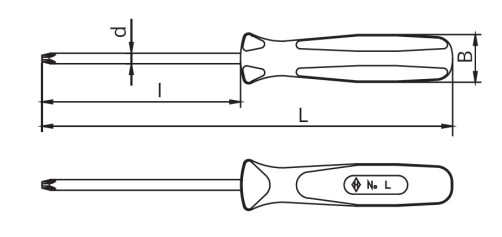 Screwdriver with a cross-piece 165 mm, No. 1