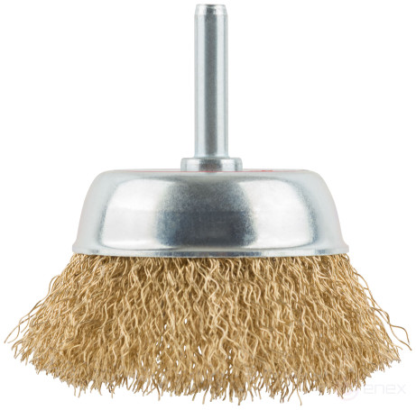 Корщетка чашечная, со шпилькой, стальная латунированная волнистая проволока 65 мм