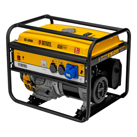 Gasoline generator GE 6900, 5.5 kW, 220 V/50 Hz, 25 l, manual start Denzel