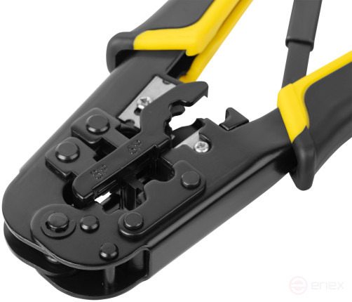 Кримпер для обжима разъемов RJ11, RJ12, RJ45, пластиковые прорезиненные ручки, 190 мм