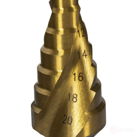 Сверло по металлу ступенчатое спиральное ПРАКТИКА 4-20мм, шаг 2мм, 3-х гран.хвост.8мм, ЭКСПЕРТ