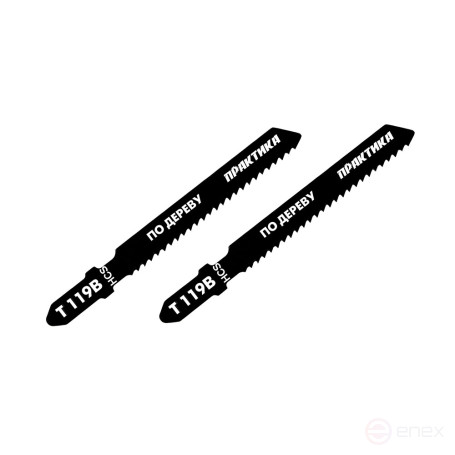 Пилки для лобзика по дереву, ДСП ПРАКТИКА тип T119B 76х50 мм, грубый рез, HCS (2шт.) (034-588)