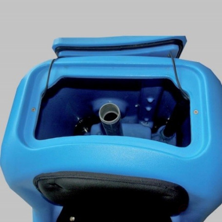 A scrubbing battery machine with an operator