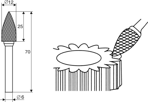 Борфреза Аркоподобная заостренная G 6х12
