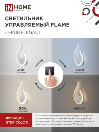 Светильник светодиодный ELEGANT FLAME 15Вт 230В 3000-6500K 1200Лм STEP COLOR белый IN HOME