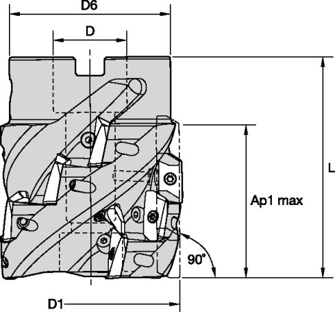 Milling cutter M1H50T3R65A22S90ED14C9