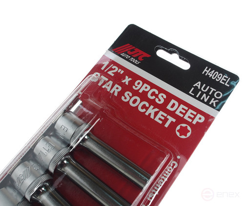 Набор головок торцевых 1/2" TORX Е10-Е24 удлиненных 9 предметов JTC