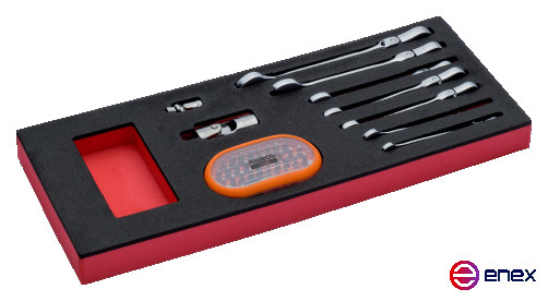 Fit&Go Set of combination keys with ratchet and a set of bits in a bed, 40 items