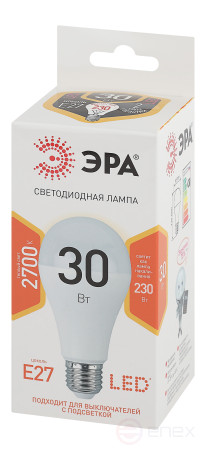 Лампа светодиодная ЭРА STD LED A65-30W-827-E27 30Вт груша теплый белый свет Е27