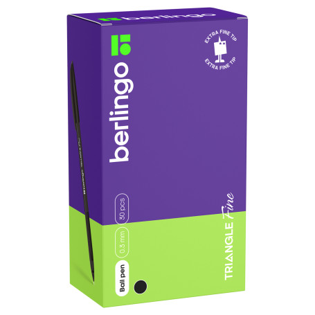 Ручка шариковая Berlingo "Triangle Fine" черная, 0,3 мм, трехгран., грип