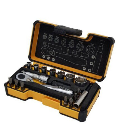 Felo Set of SL/PZ/PH bits and heads with mini ratchet in a case, 18 pcs 05771806