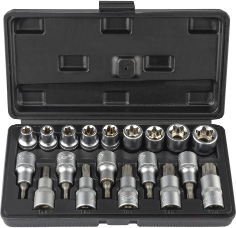 Набор головок TORX E10-E24 Т20-Т70 (DR1/2"; 19пр, пласт. кейс) (АвтоDело) 39840