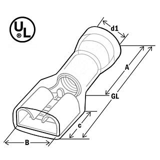 Гильза плоская штепсельная, полностью изолированная, 1,5-2,5/4,8x0,8 (упак.100шт)