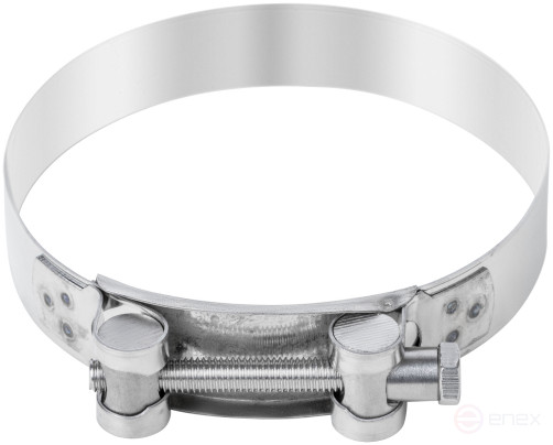 The clamp is a crimping power hinge, stainless steel.steel 113-121 mm